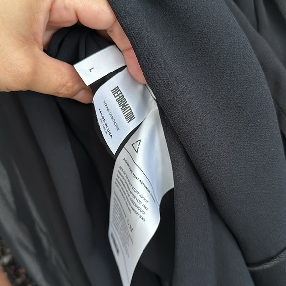 Reformation Black wrap mini long-sleeve dress - Picture 8 of 8